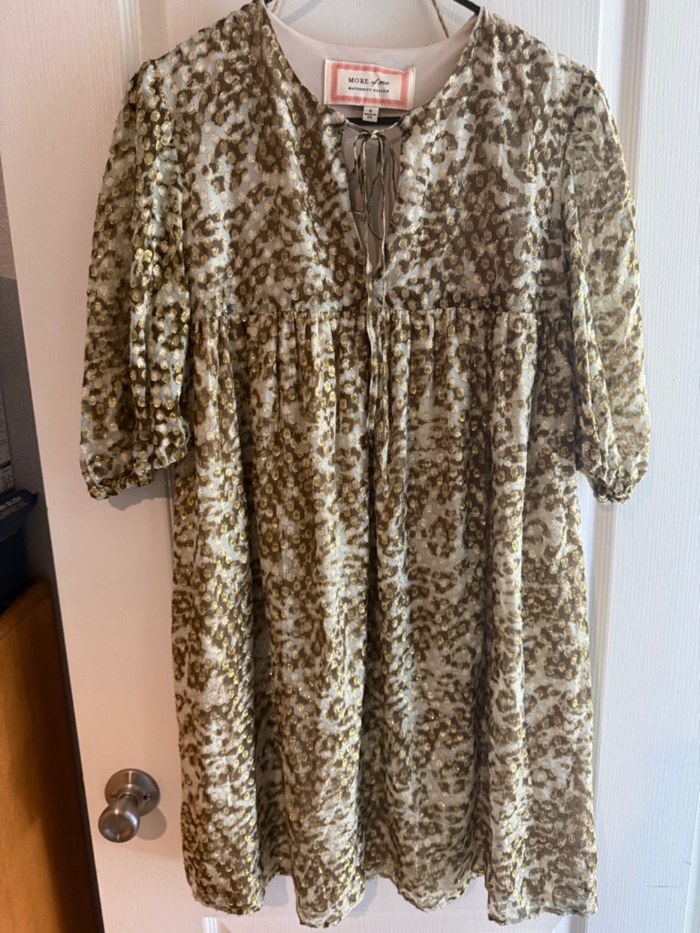 Gold Sequin Short Sleeve Shift Dress